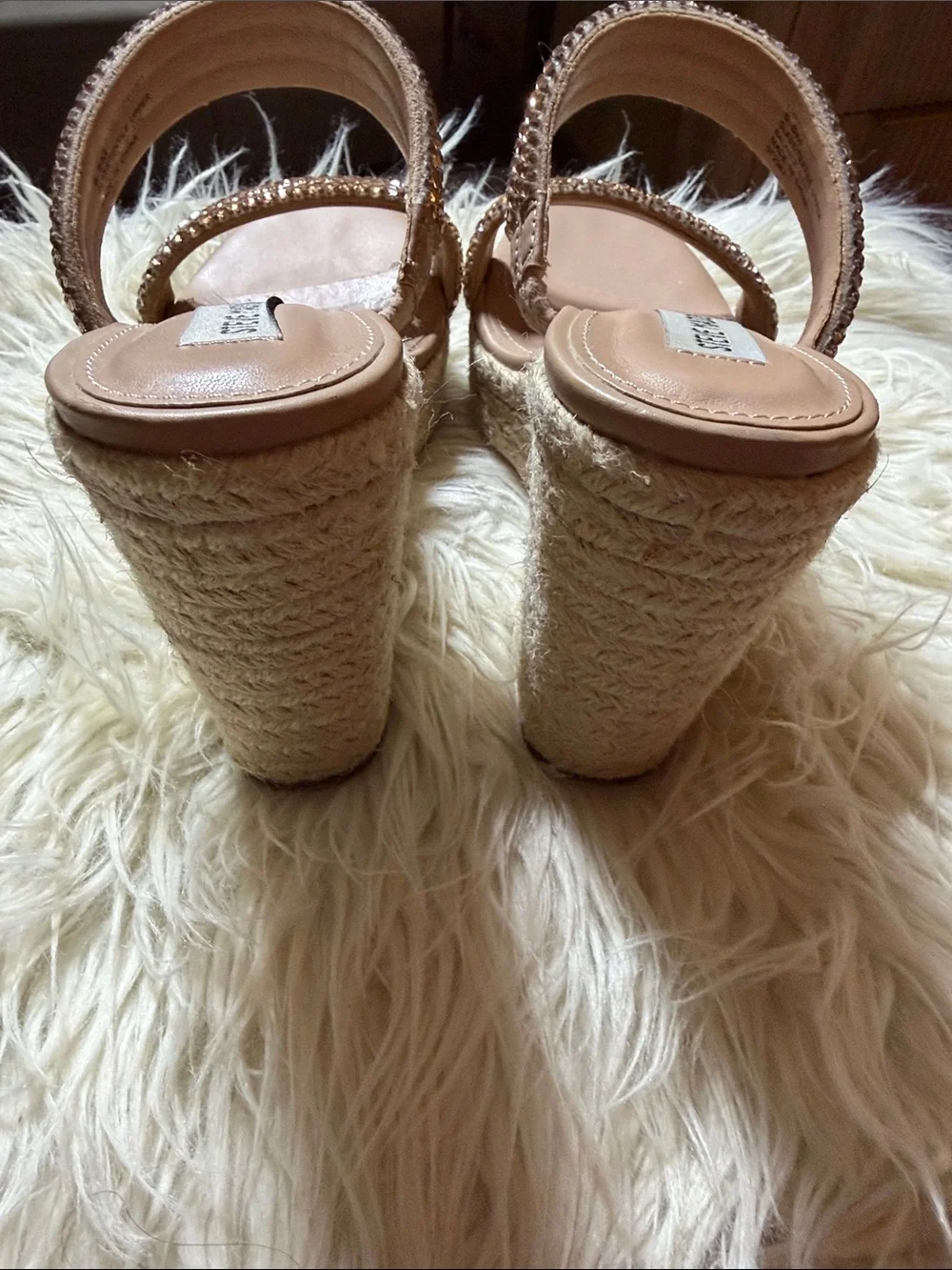 Steve Madden Blush Crystal-Strap Espadrille Wedge Sandals